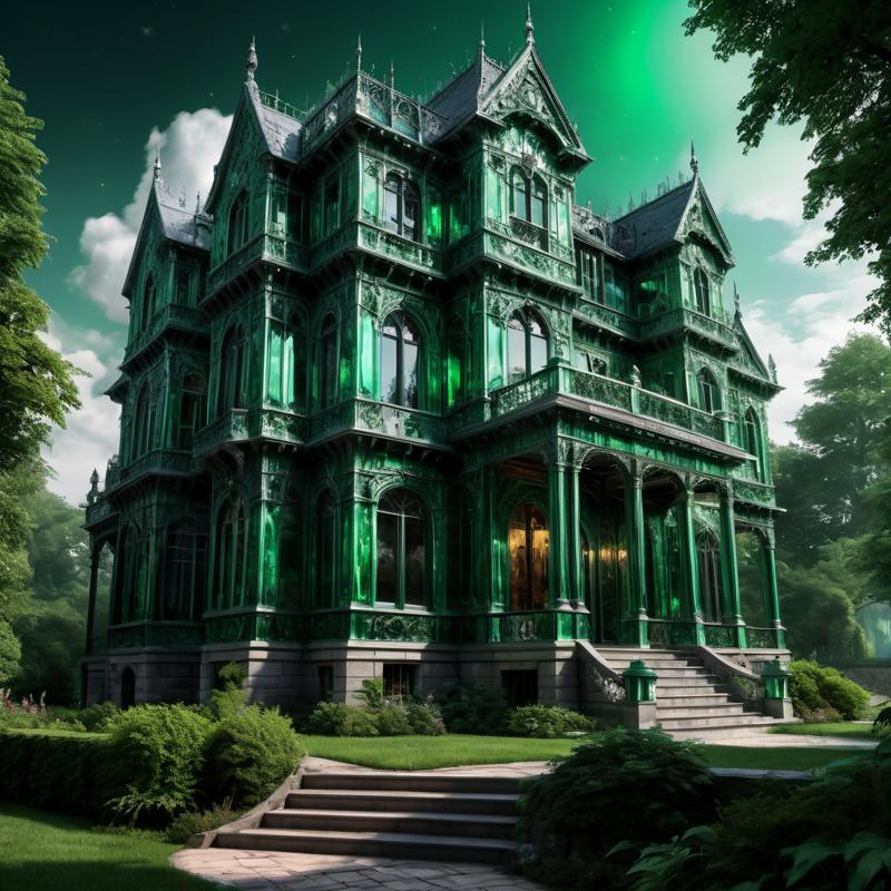 00077-[number]-4241592413-((best quality)), ((masterpiece)), ((realistic,digital art)), (hyper detailed),Hamlet, mansion made of Dazzling Flamboyant Emera.png